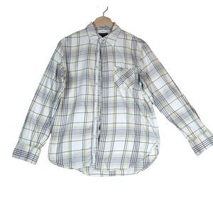 Rag & Bone Fit 3 Regular Fit Beach Shirt Plaid Ivory Grey Yellow Men's Small
